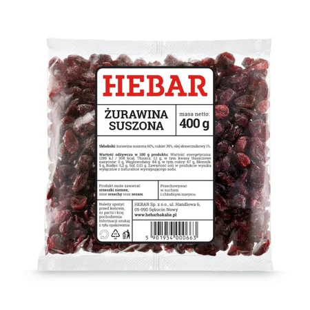 Hebar Żurawina suszona 400 g